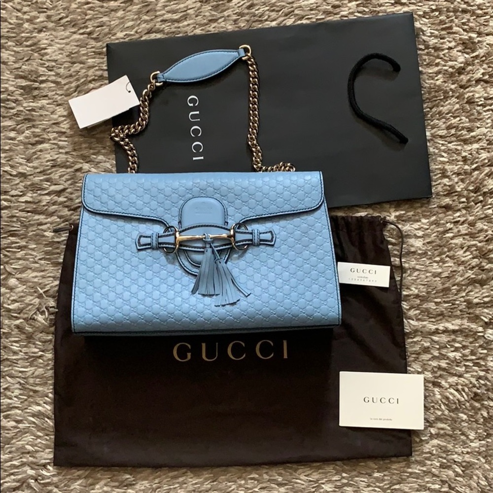 🌸SOLD🌸 Gucci Emily Guccissima Shoulder Bag in Miner Blue